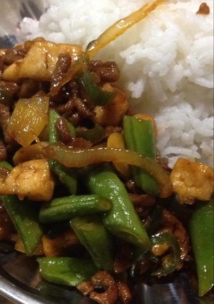 Foto resep Tumis buncis tahu dan daging sapi giling