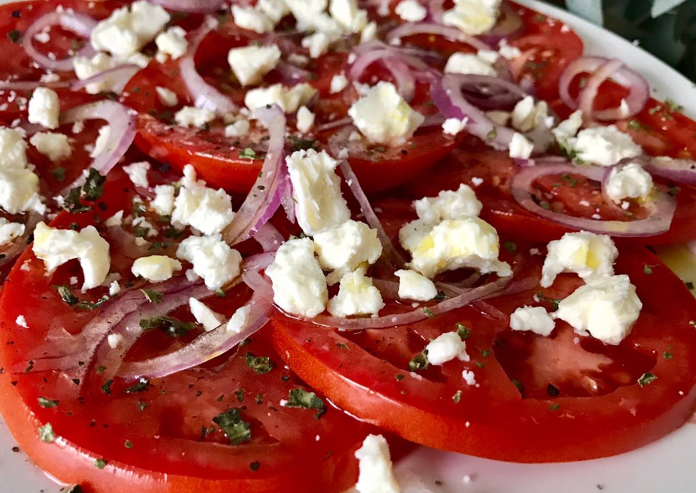 Light Greek Layered Tomato Salad