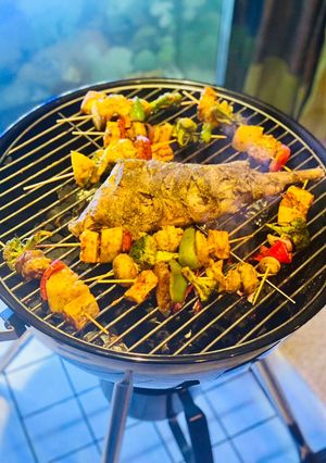 A picture of Winter Veggies with Paneer Shashlik.