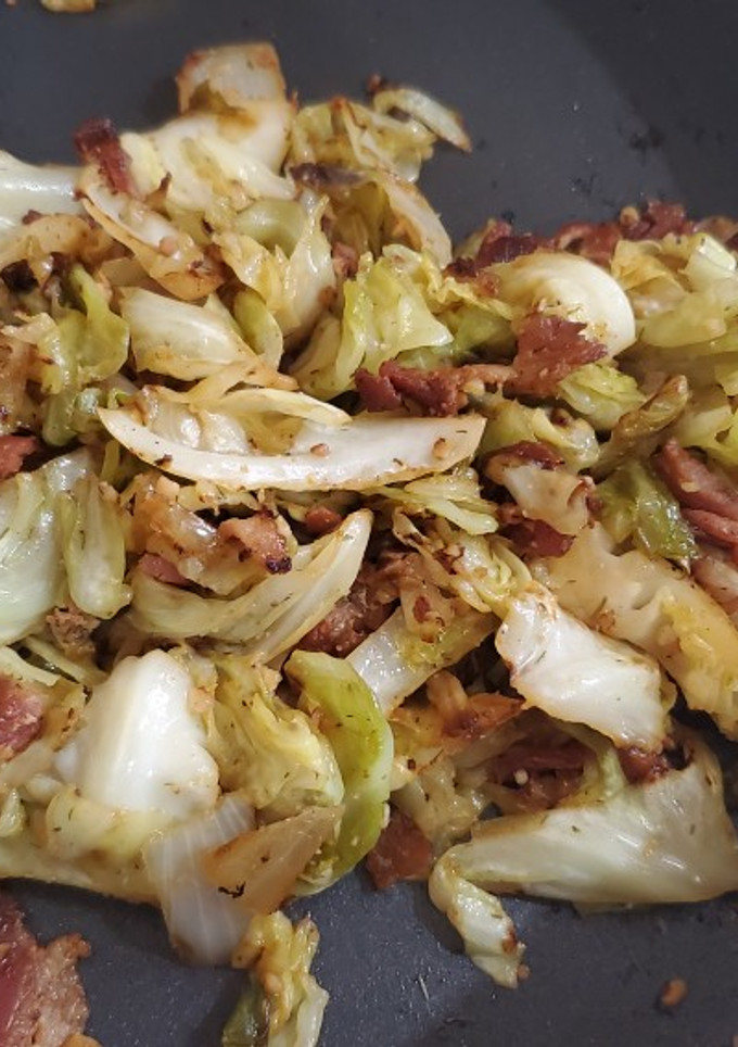 A picture of My Fried Cabbage and Bacon.