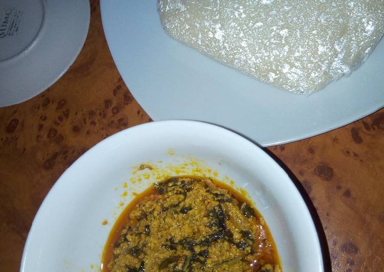 Semo with bitter leaf soup