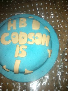 A picture of Sky blue cake.