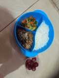 Ayam teriyaki Sauri dan eseng eseng wortel buncis bunga kol