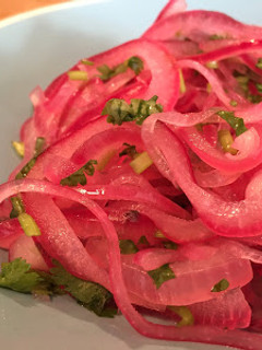 A picture of Cebollas Rojas Encurtidas (Ecuadorean Quick Pickled Red Onions).