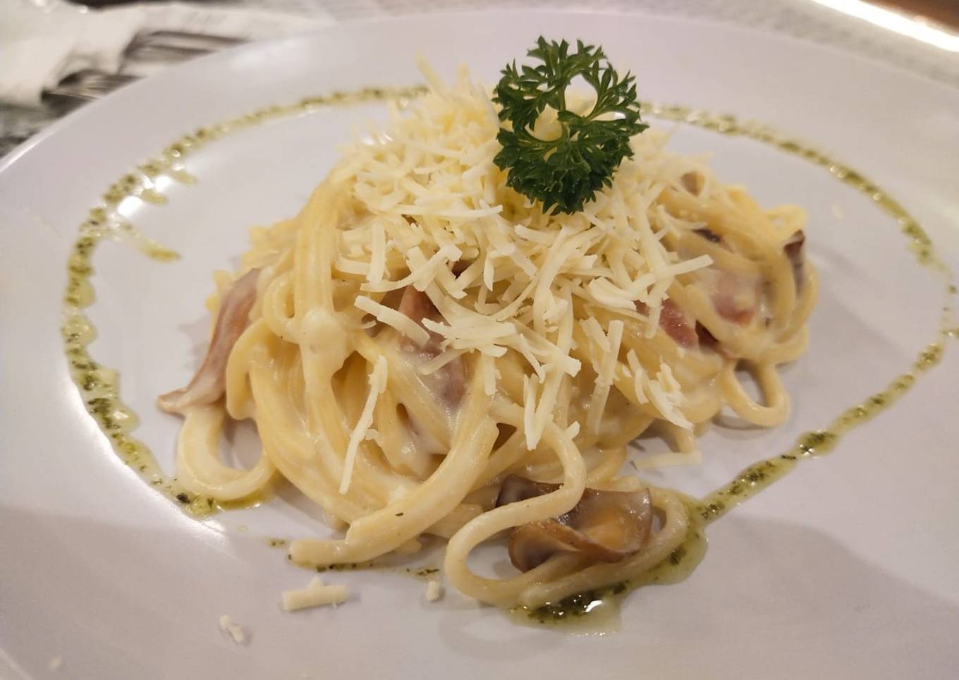 Spaghetti cheese carbonara