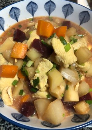 Hình của món Canh gà nấu với 5 loại củ bổ dưỡng #Eatclean.