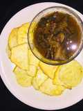 Ofals pepper soup with sweet potato