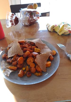 Une photo de Carottes-lentilles aux chips de sarrasin