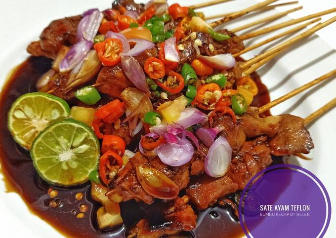 Resep Sate ayam teflon bumbu kecap jumbo empuk Anti Gagal