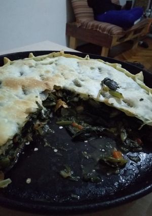 Una foto de Tarta de acelga y champiñones
