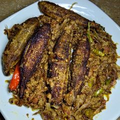 A picture of Qeema Bharay Karelay.