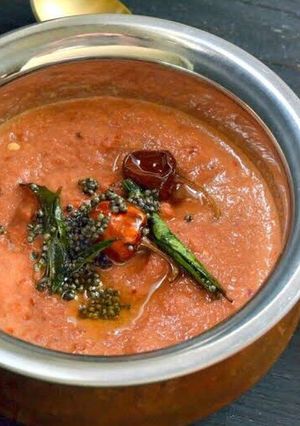 A picture of (Tomato) Thakkali Chutney.