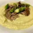 Puré de calabacín con solomillo