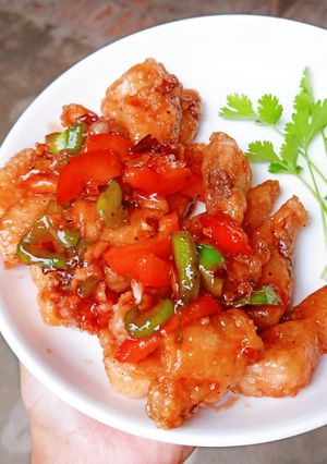 Hình của món Cá phi lê chiên sốt cay.