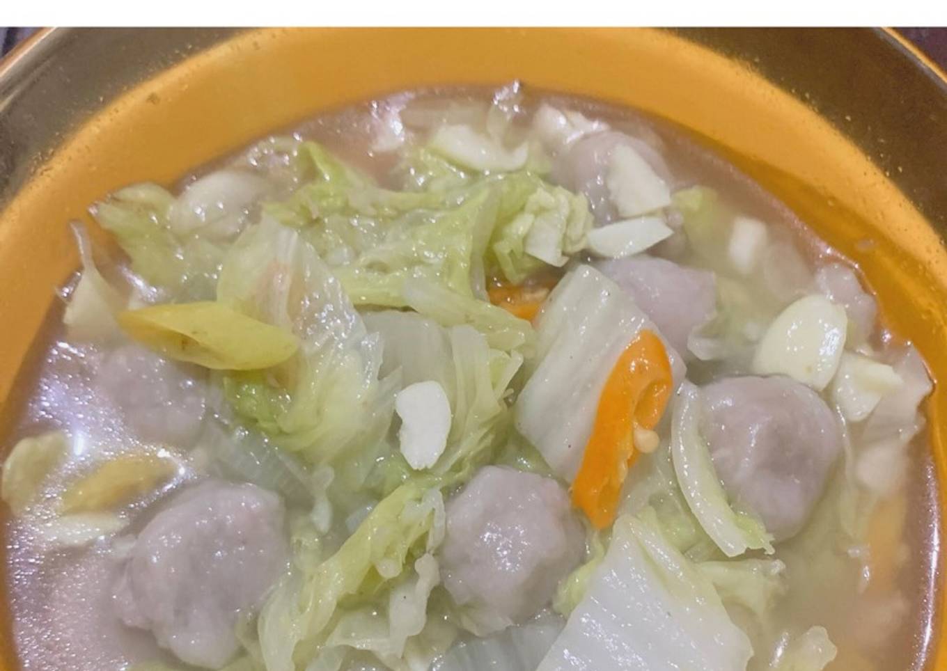 Tumis Sawi Putih Bakso Krikil