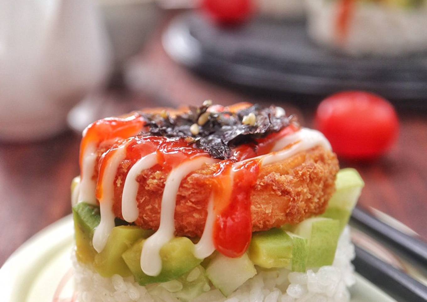 Sushi Stack with Shrimp Roll