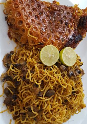 عکسی از دستور ماکارونی قارچ و چرخ کرده😋