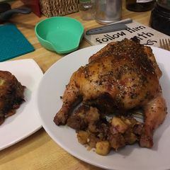 Rock Cornish Game Hen stuffed and glazed A picture of Rock Cornish Game Hen stuffed and glazed.