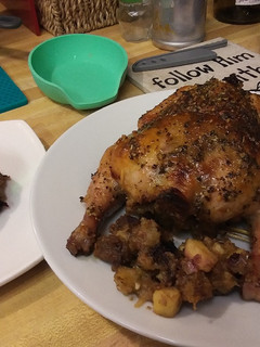 A picture of Rock Cornish Game Hen stuffed and glazed.