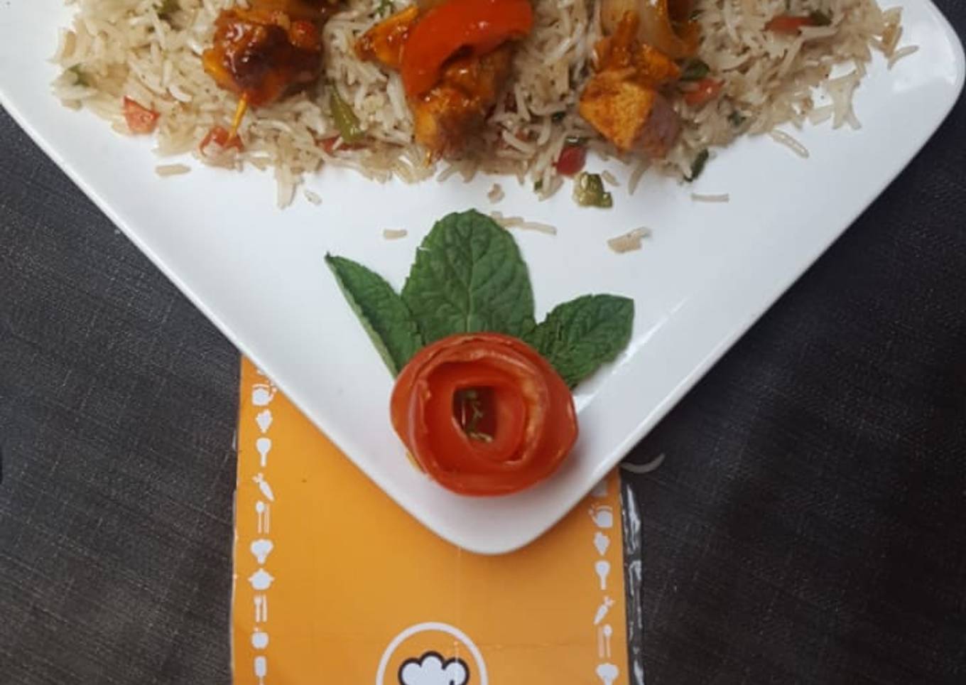 Peri peri skrewers with fried rice