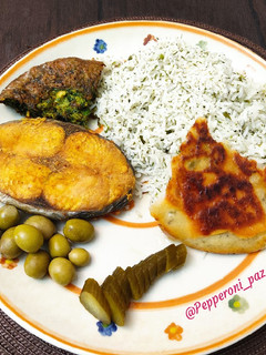 عکسی از دستور ☘️ سبزی پلو با ماهی و کوکو سبزی 🐟