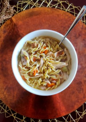 A picture of Easy chicken noodle soup.