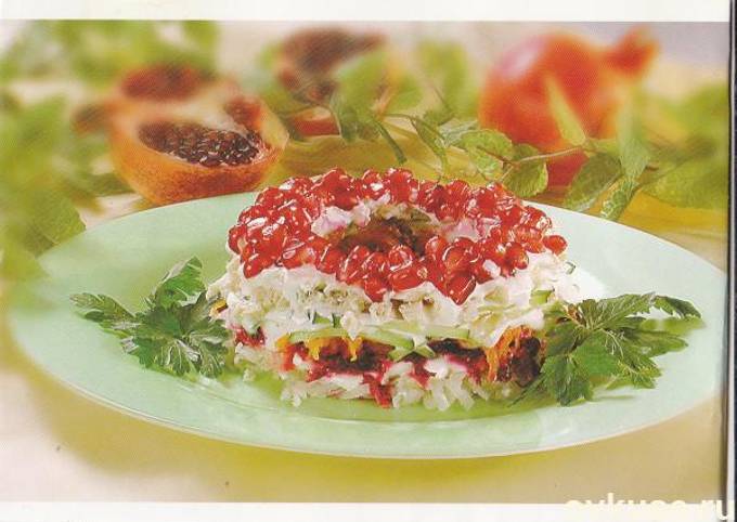 Гранатовый браслет салат классический с курицей рецепт с фото
