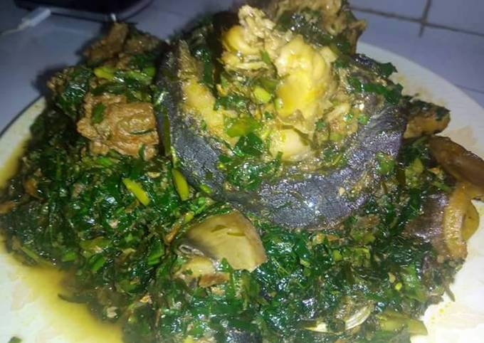 Vegetable soup with ugba and snail