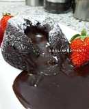 Chocolate molten lava cake (eggless / no telur)