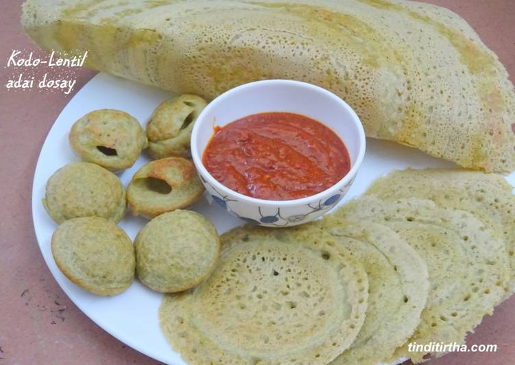 Easiest Way to Make Any-night-of-the-week Kodo millet-mixed lentils dosay/harka adai dosay