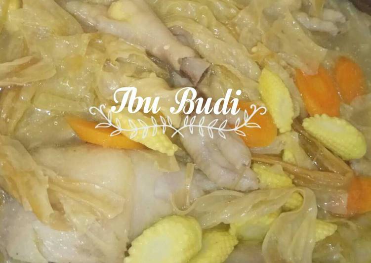 Sup kembang tahu dan jagung muda