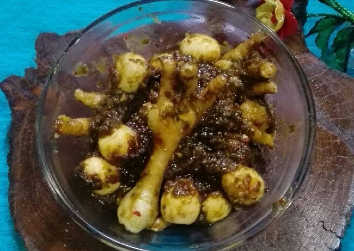 Telor puyuh ceker cabe ijo
