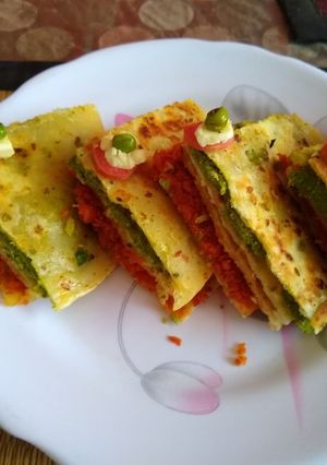 A picture of Tri colour paratha.