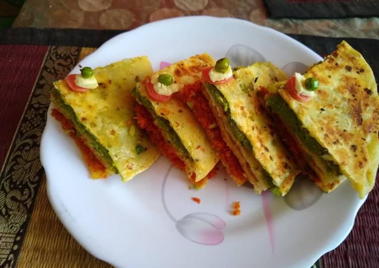 Simple Way to Make Ultimate Tri colour paratha