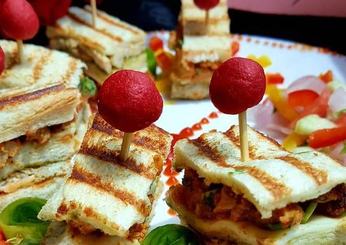 Recipe of Perfect CHICKEN Tikkah Club sandwiches