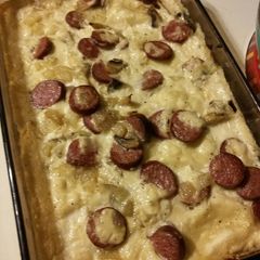 A picture of Smoked Sausage & Pierogi Bake.
