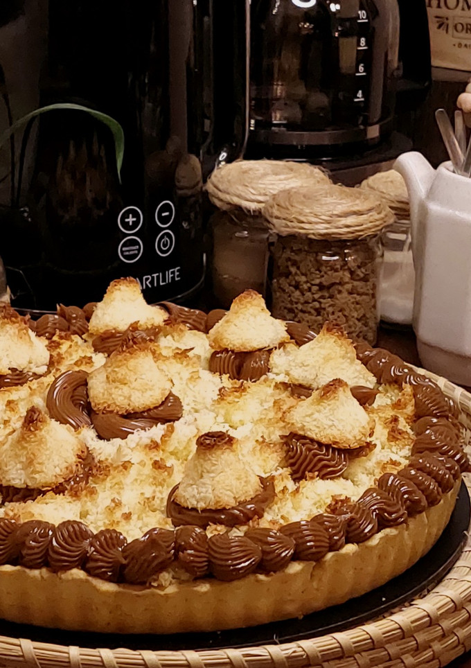 Una foto de Tarta de dulce de leche y coco