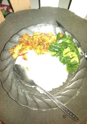Foto resep Cha sawi jesin with sambal goreng tempe usus