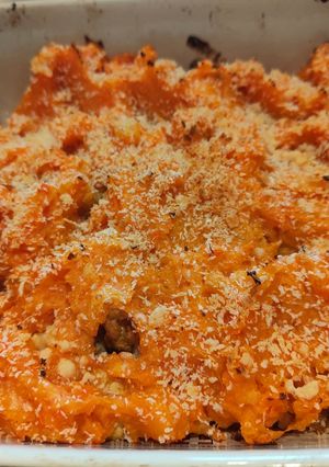 Une photo de Parmentier poulet patates douces et carottes