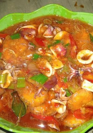 Foto resep Cumi udang saus padang
