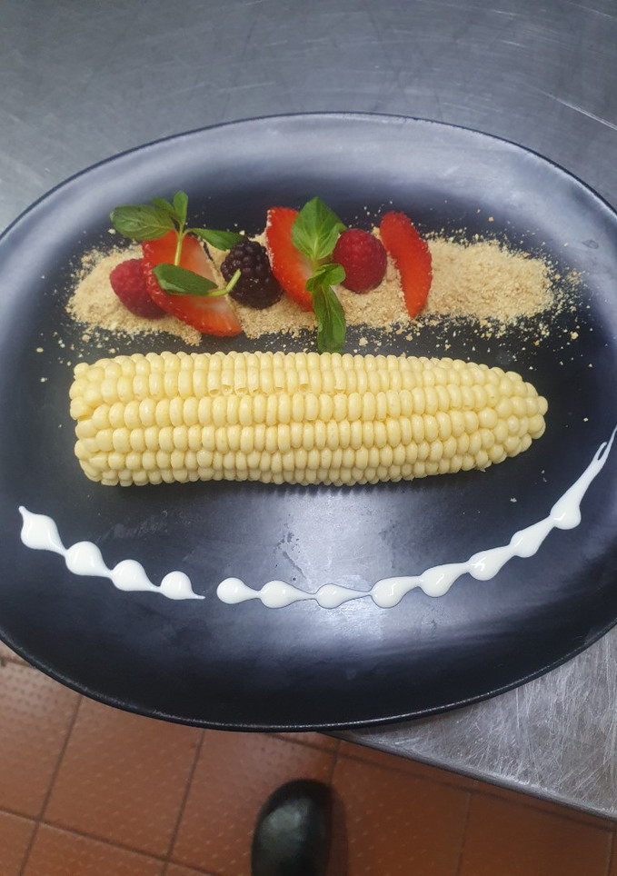 Una foto de Mousse de elote con rompope