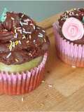 Almond Pistachio Cupcakes with Dark Chocolate Ganache