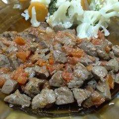 A picture of Fried liver(maini) with vegetables#mashujaarecipe.