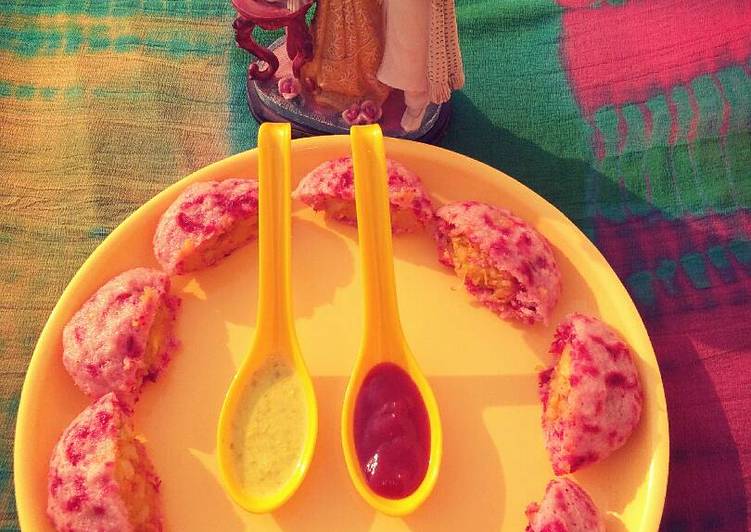 Recipe: Eating on a Dime Beetroot stuffed potato idli