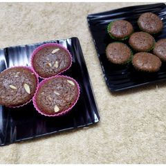 A picture of Eggless Chocolate Almond CupCakes.