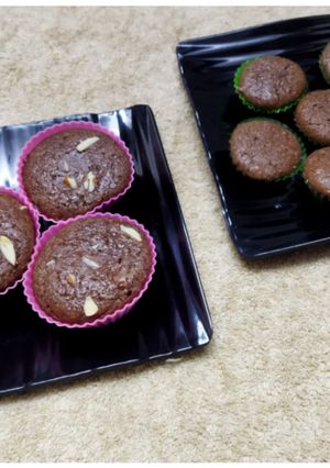 A picture of Eggless Chocolate Almond CupCakes.