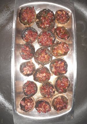 Una foto de Champiñones asados con jamón
