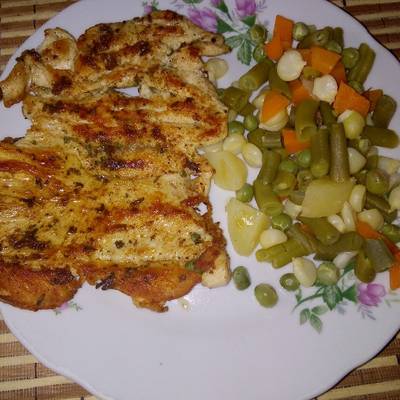 Pollo plancha con verduras Receta Mercedes Huaman Flores-
