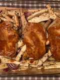 Porkchop Traybake with Pear, Onion and Celeriac