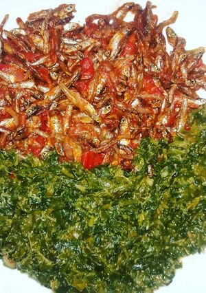 A picture of Fried Omena With Kienyeji.